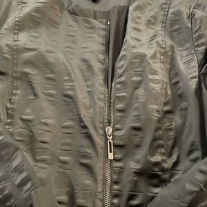 Black Satin textured zip jacket